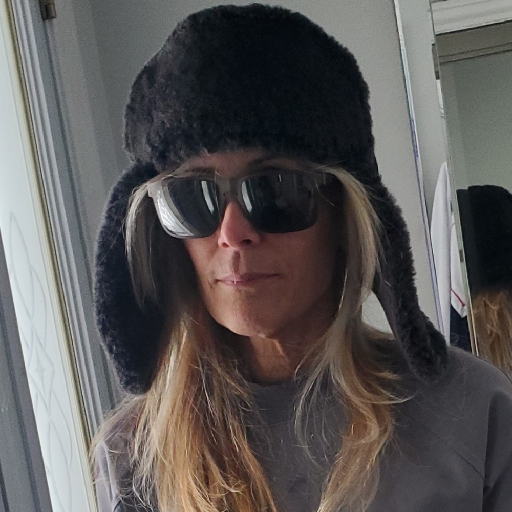 Ricardo BH Shearling Sheepskin Aviator Trapper Trooper Black/gray Fur Hat